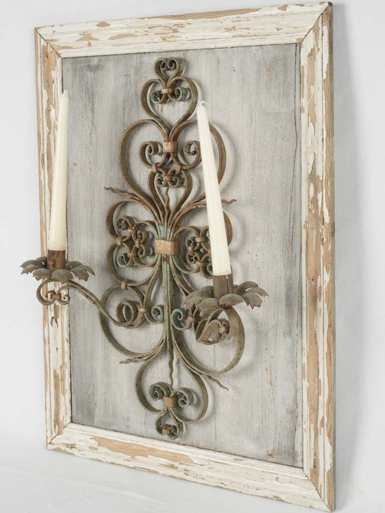 Beautiful weathered white wood wall sconce