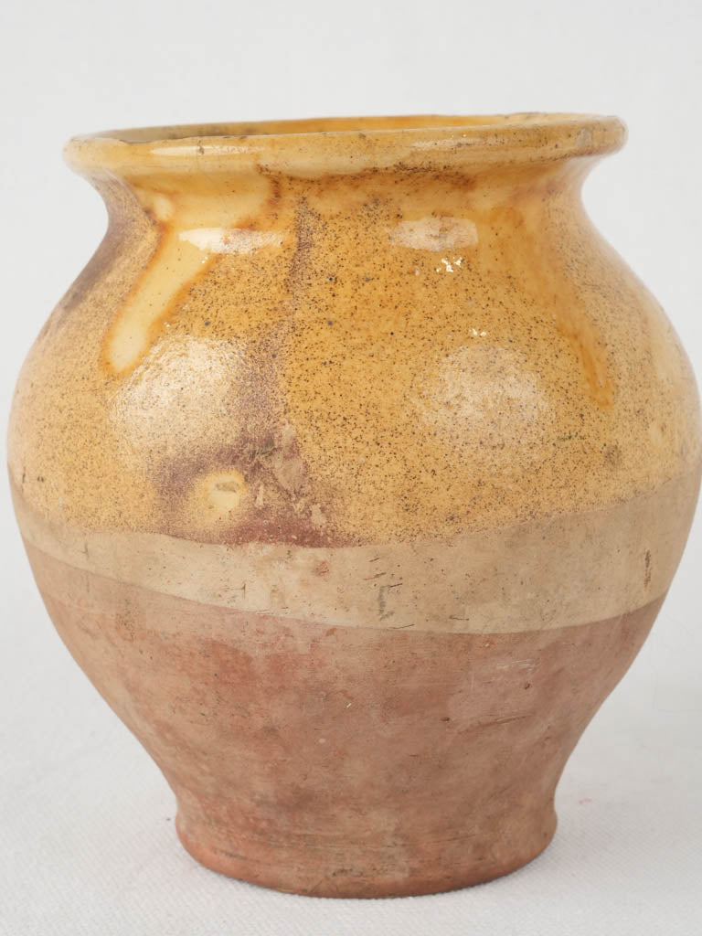 Half-glazed French pottery container