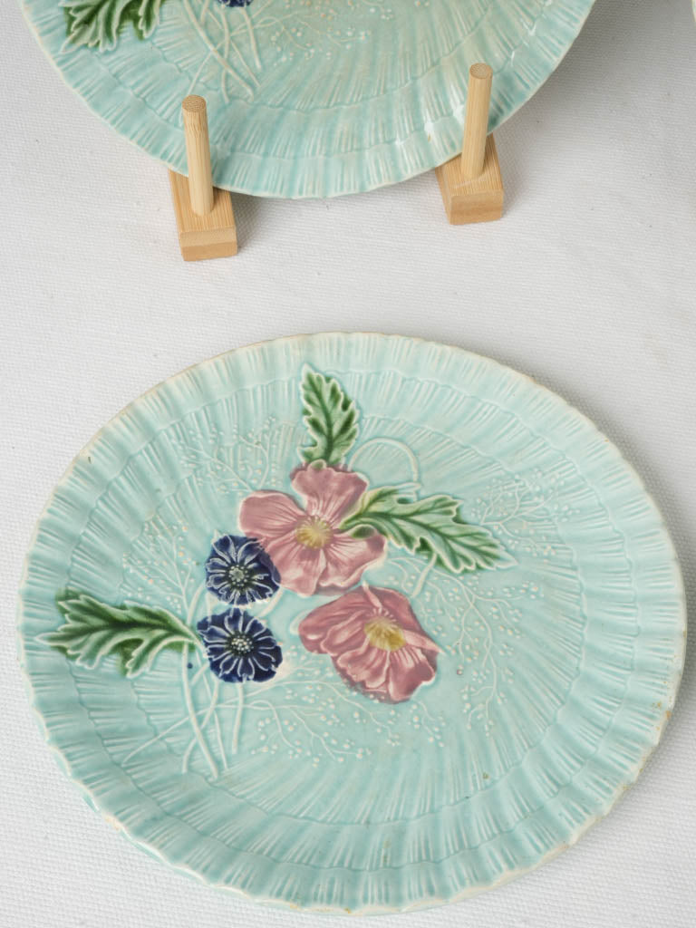 Intricate and Decorative Majolica Floral Plates