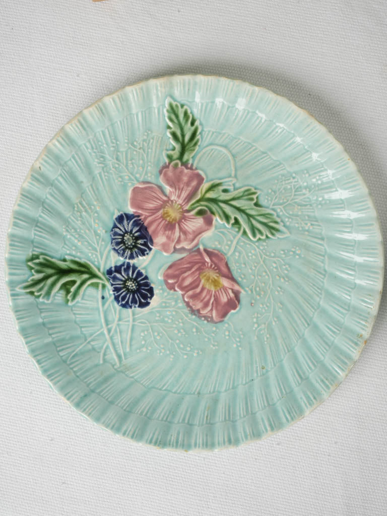 Vibrant and Glossy French Majolica Dessert Plates