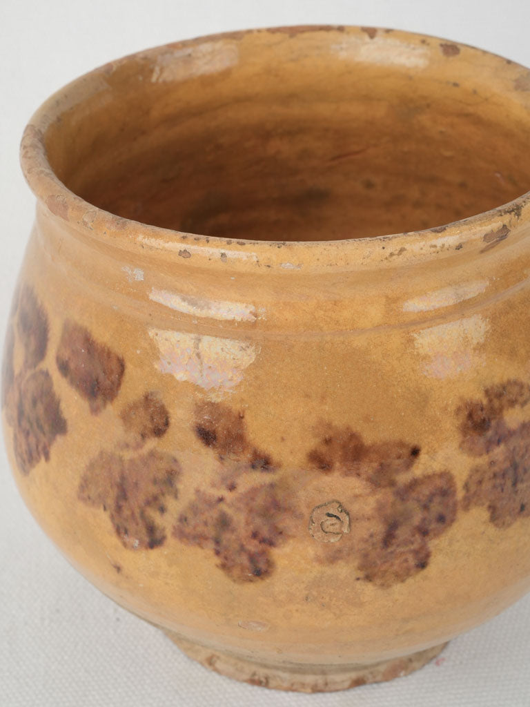 Brown stoneware floral container