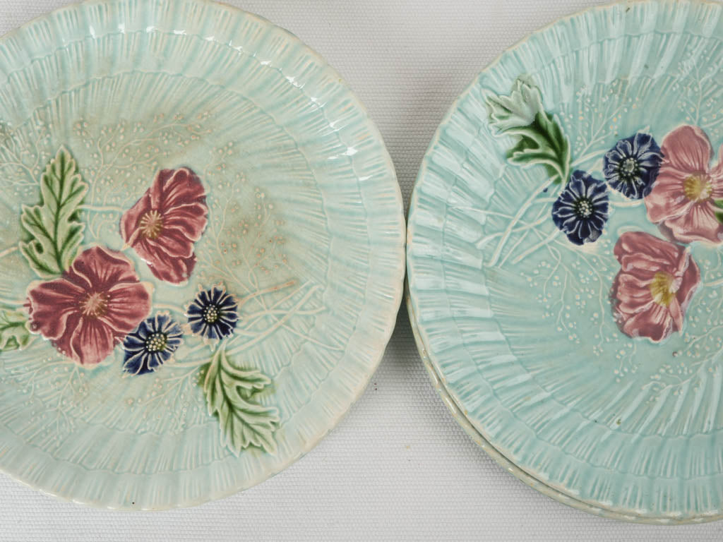 Artistic French Majolica Dessert Plates