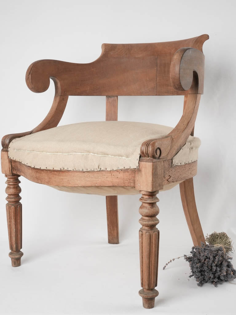 Louis Philippe desk armchair w/ beige linen