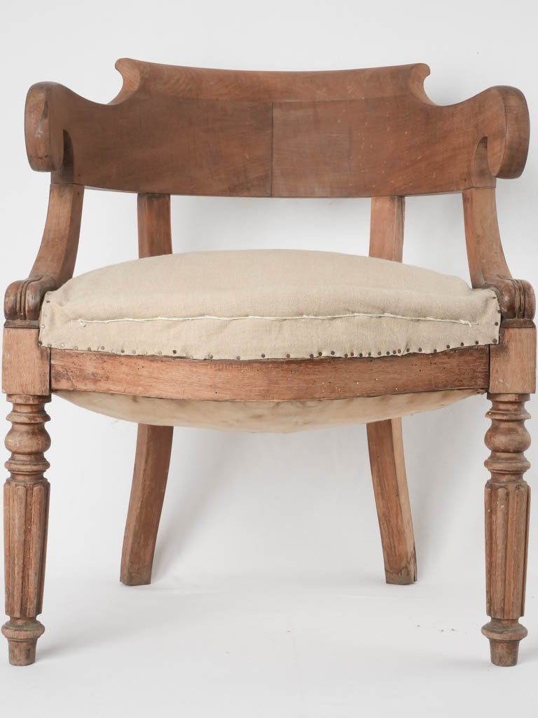 Louis Philippe desk armchair w/ beige linen