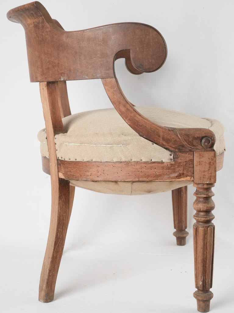 Louis Philippe desk armchair w/ beige linen