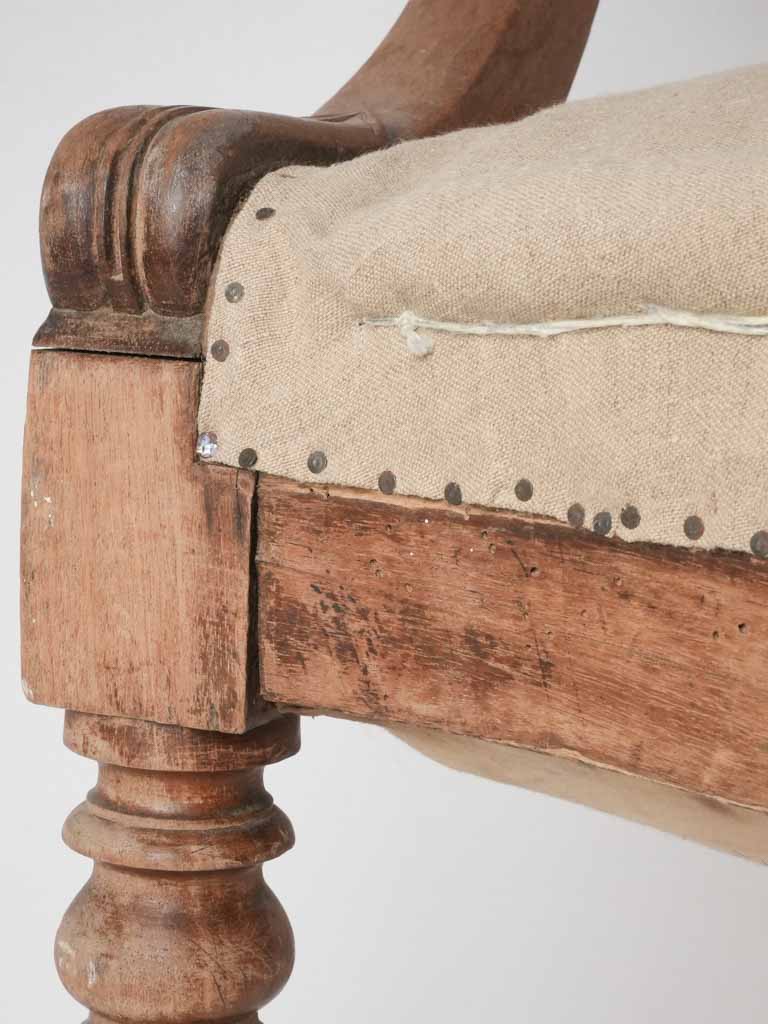 Louis Philippe desk armchair w/ beige linen