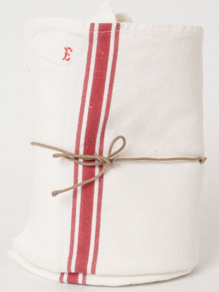 Vintage E monogrammed striped kitchen towels