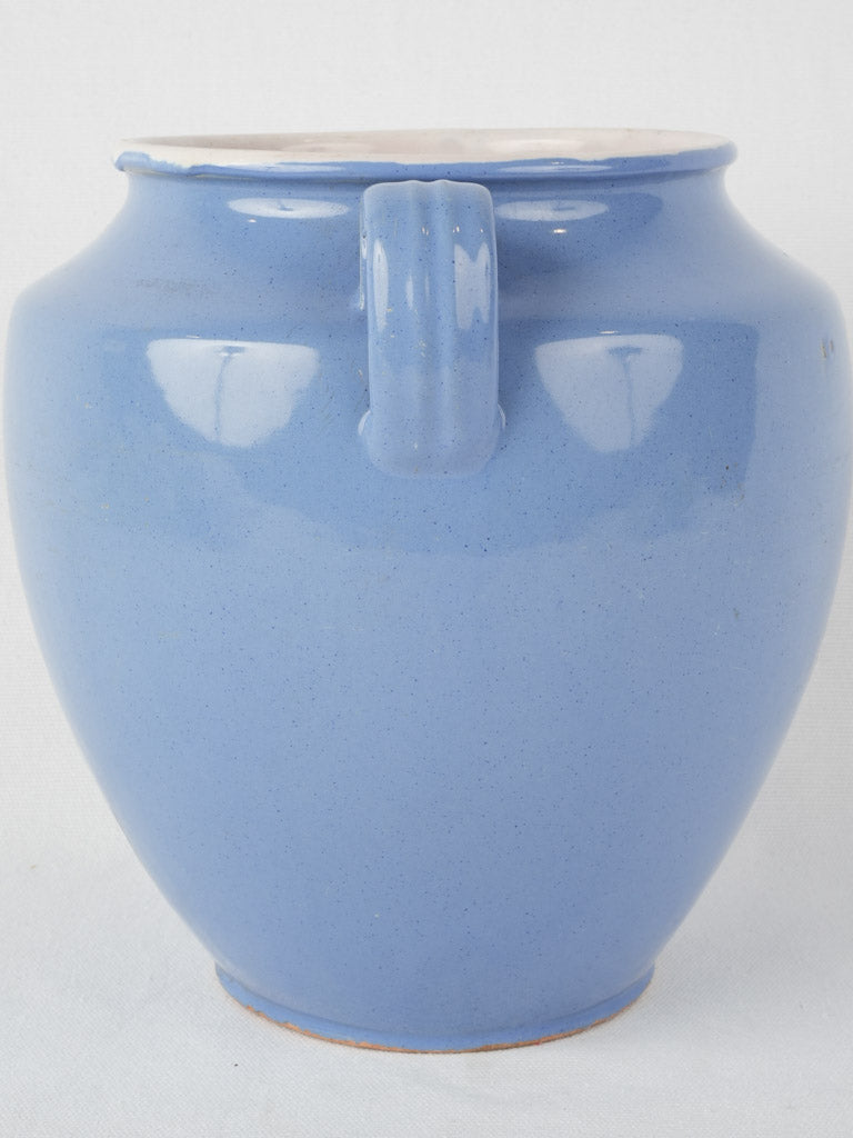 Aged Martres-Tolosane blue glazed pot