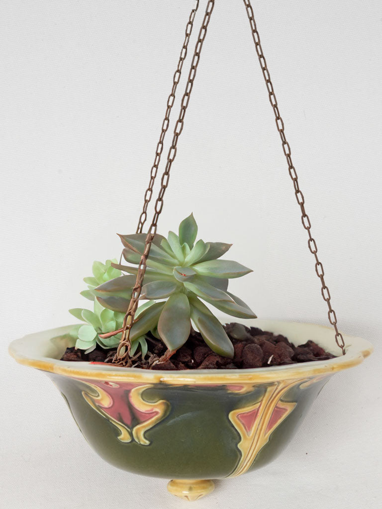 Vintage French Art Nouveau Hanging Planter