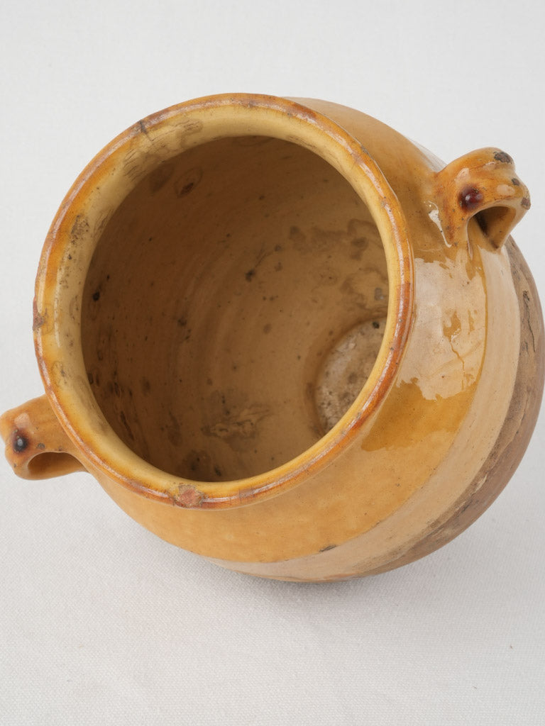 French aged two-handled glazed pot