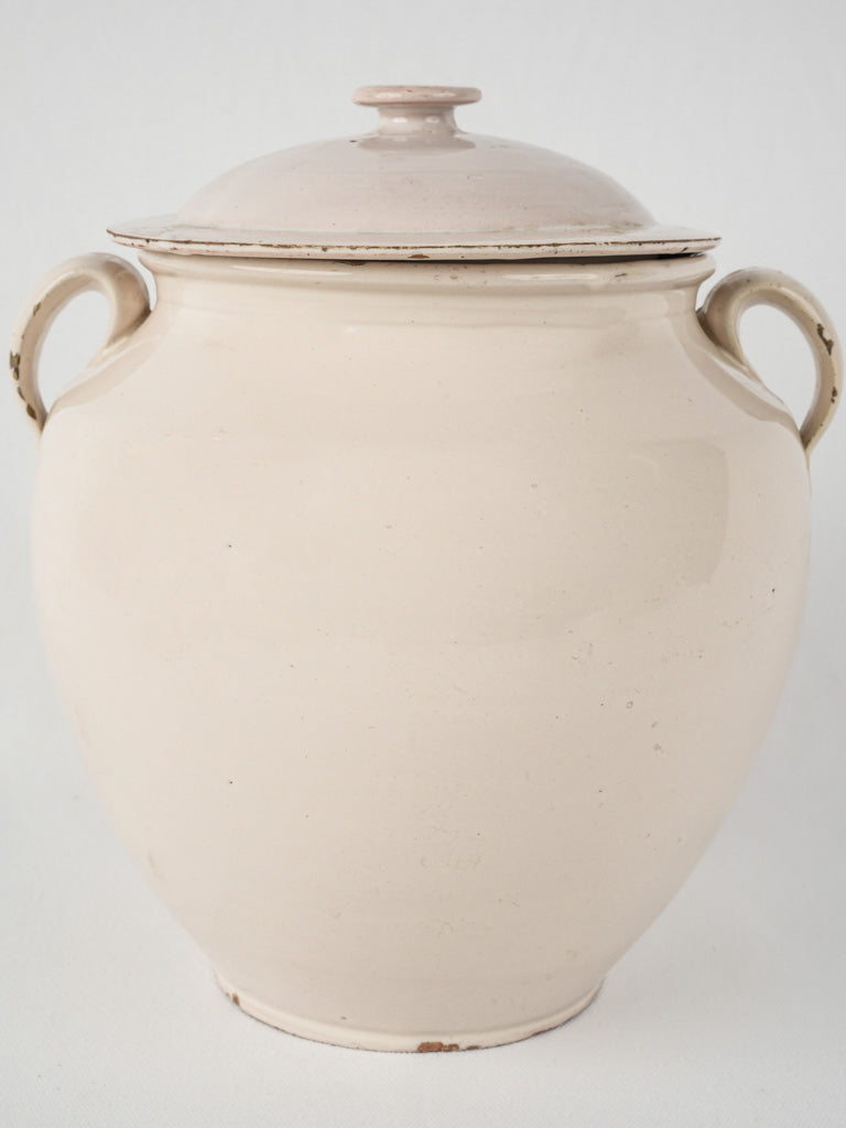 Aged French ceramic preserving jar