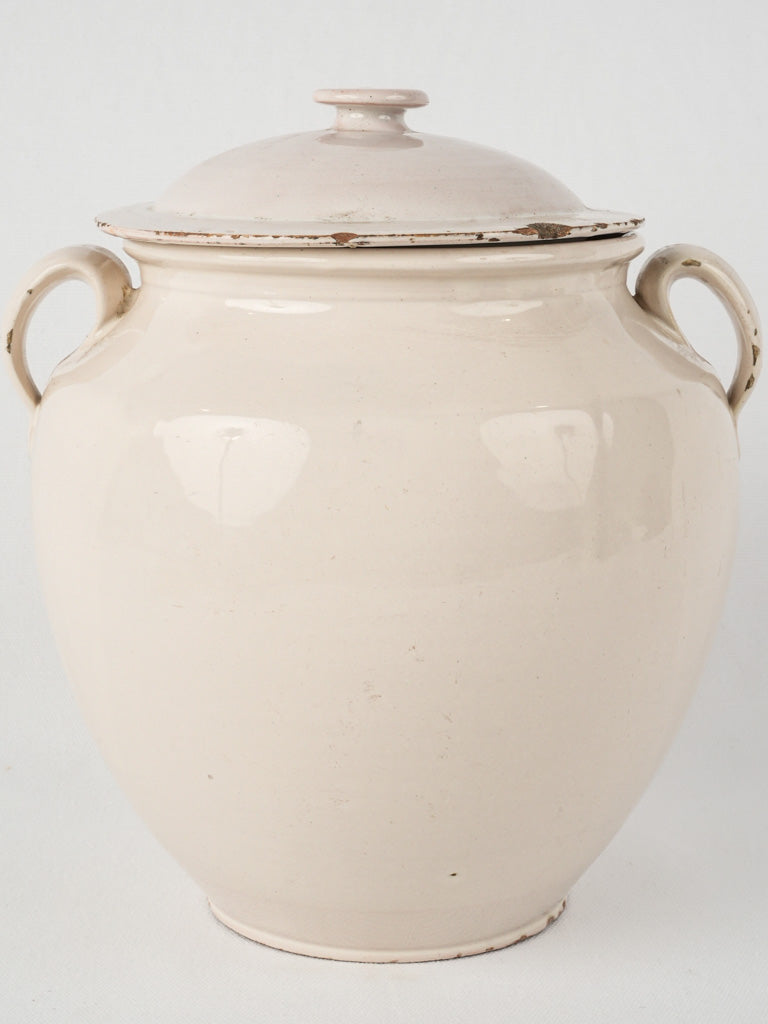 Rustic off-white French confit pot