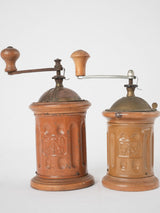 2 antique Italian Tre Spade coffee grinders FB 8¾"