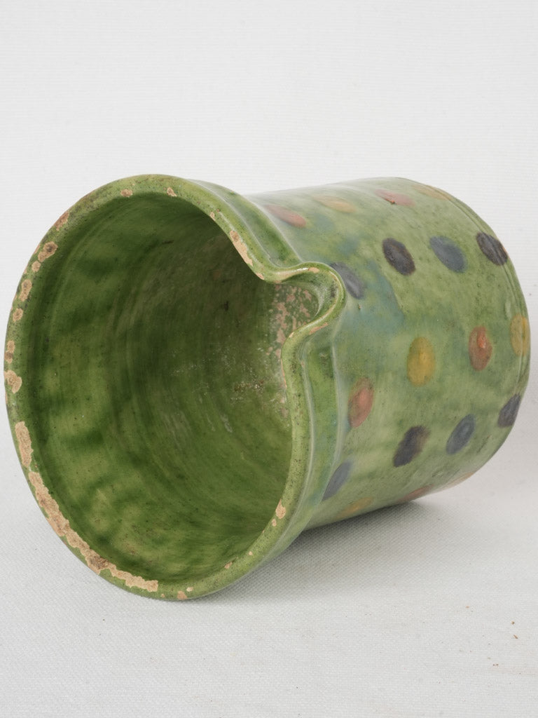 Distinctive green-speckled ceramic water jug