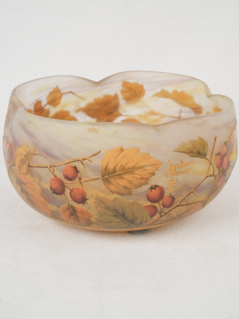 Amber-hued cameo glass bowl