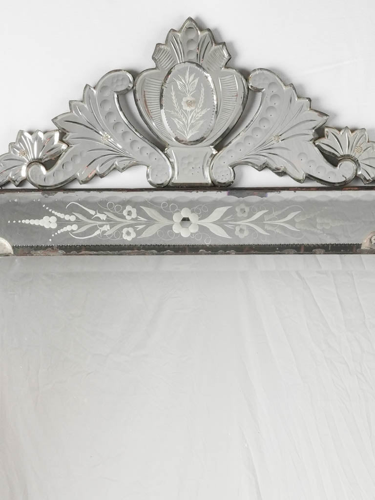 Large antique Venetian mirror with crest 51½" x 30"