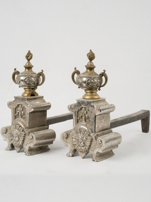 Exquisite neoclassical bronze andirons  