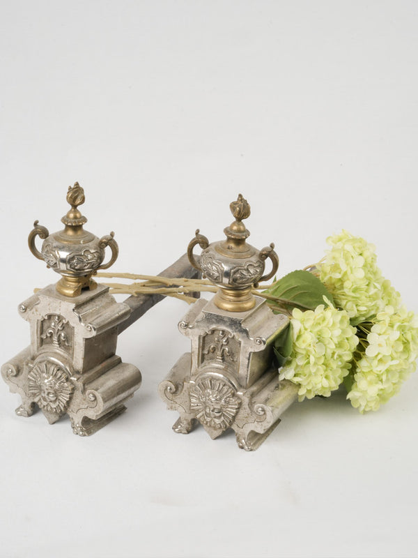 Elegant French antique fireplace andirons  