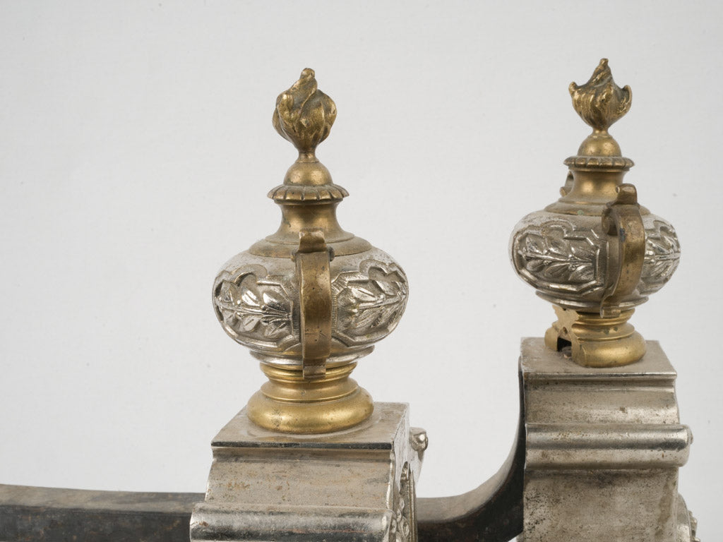 Unique Louis XIV motif andirons  