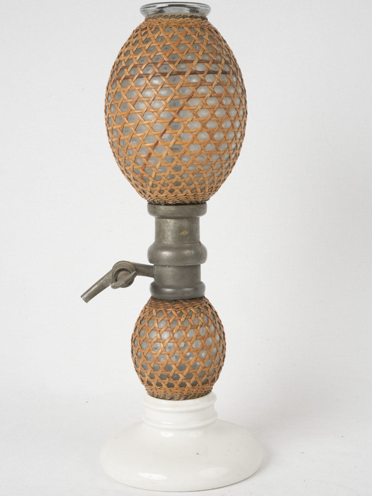 Intricately Woven Cane Covered Siphon