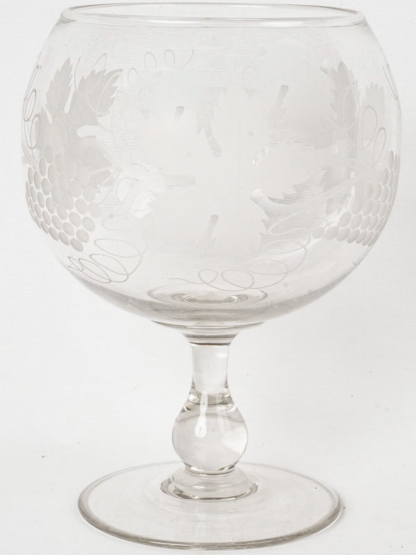 Large etched vintage decorative glassware