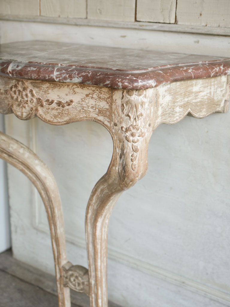 Gracefully curved-leg antique console