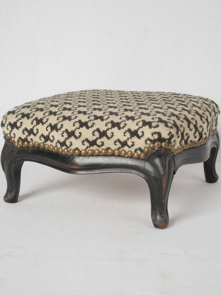 Vintage black and white footstool