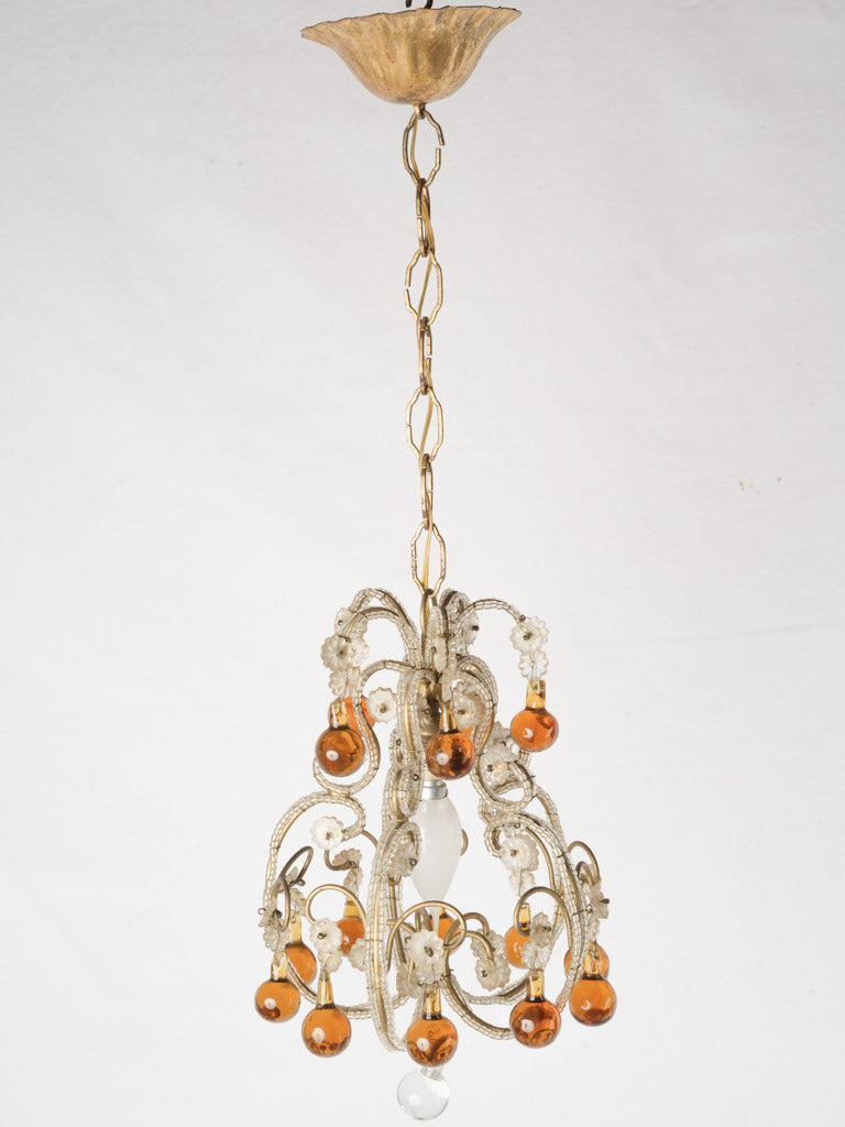 Vintage Italian amber glass chandelier