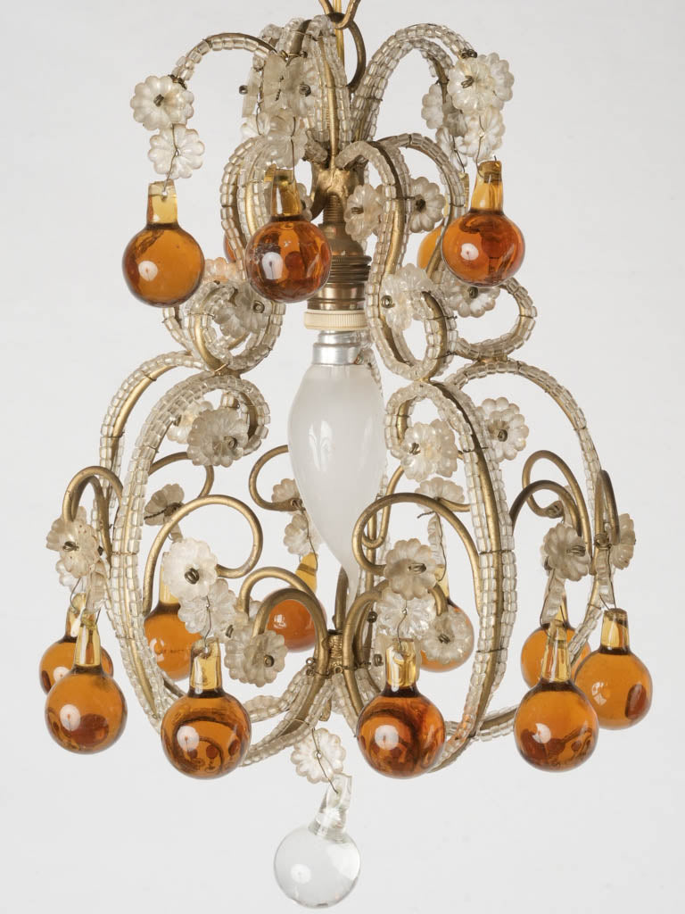 Delicate amber drop pendant chandelier