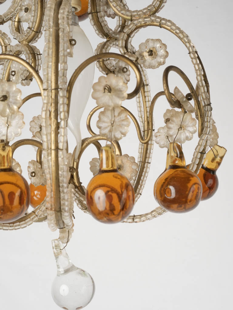 Graceful vintage glass flower chandelier