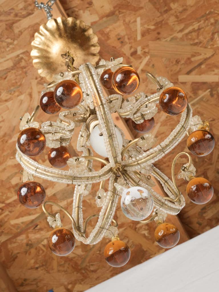 Antique amber pendant Italian chandelier