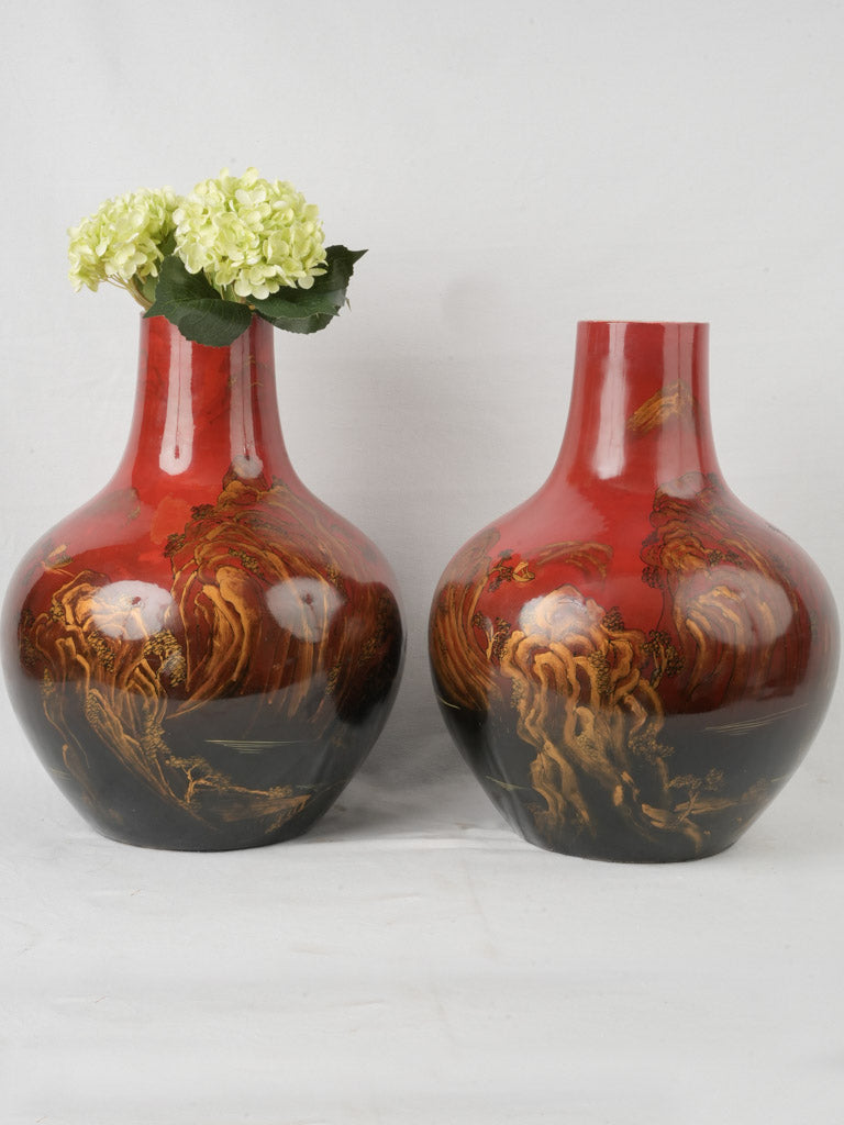 Antique Indochinese hand-painted vases  