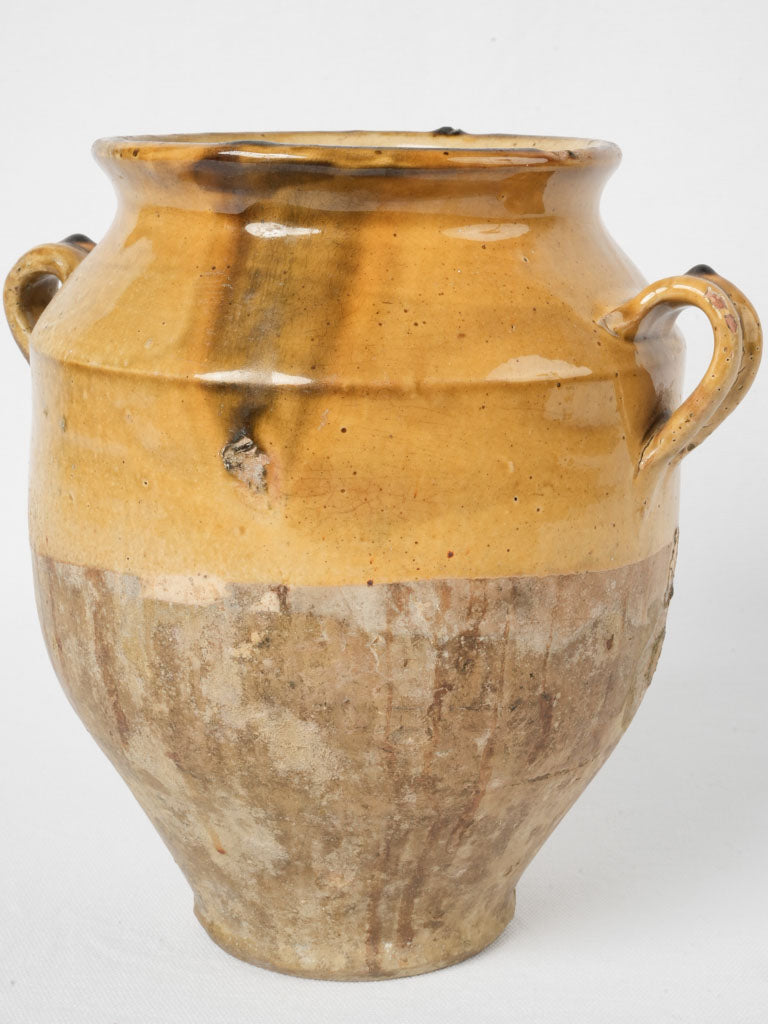 Antique yellow-ochre French confit pot