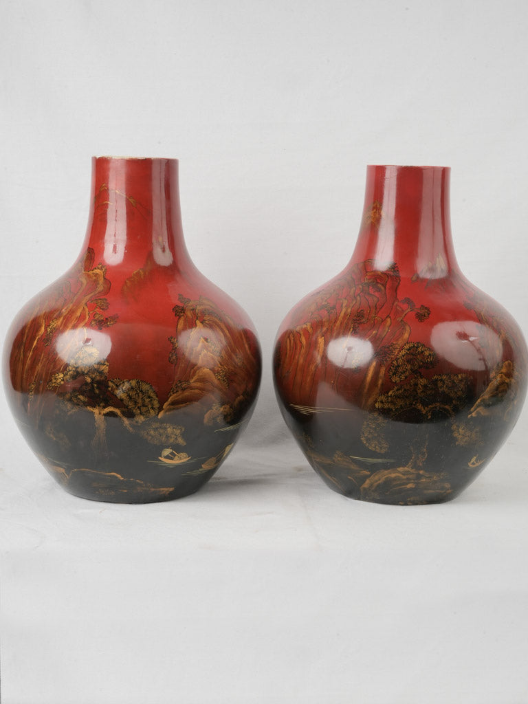 Exquisite lacquered porcelain vases  