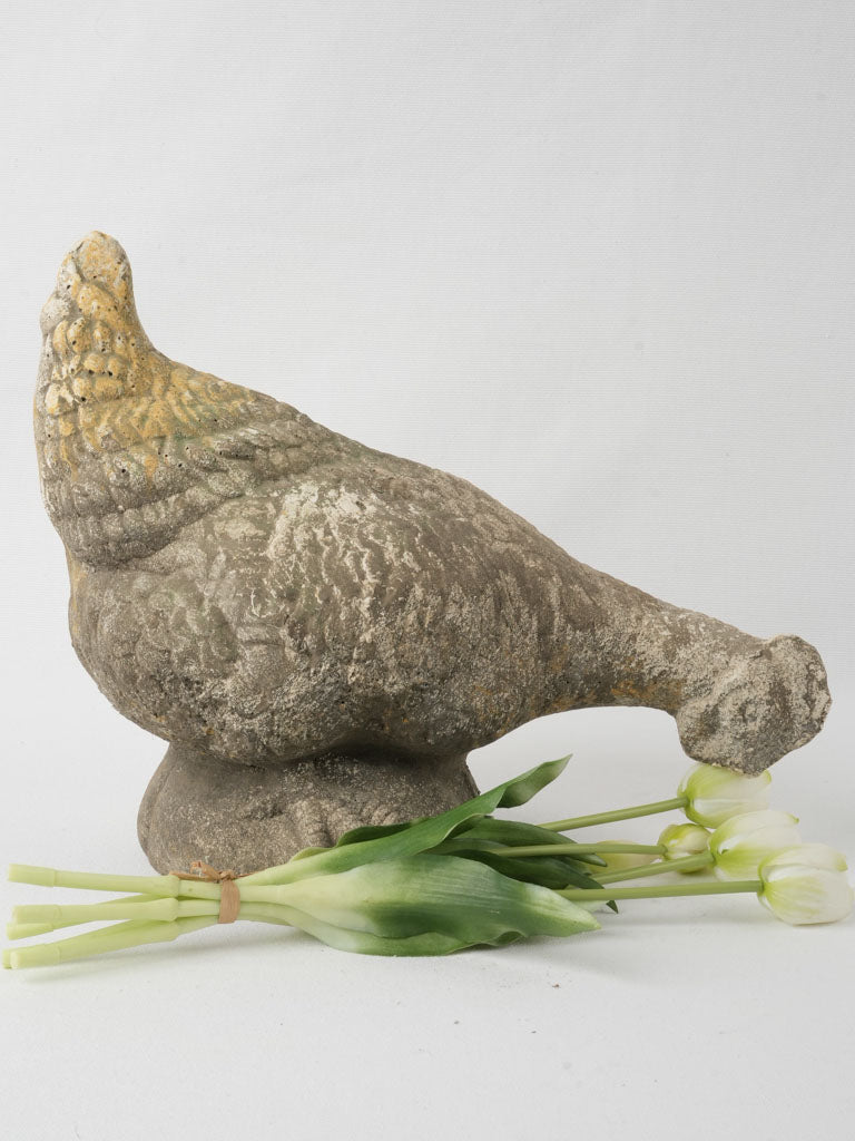 Weathered Provencal poultry yard hen statue