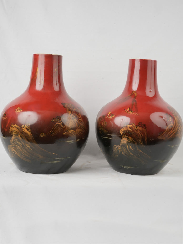 Elegant red and black vases  