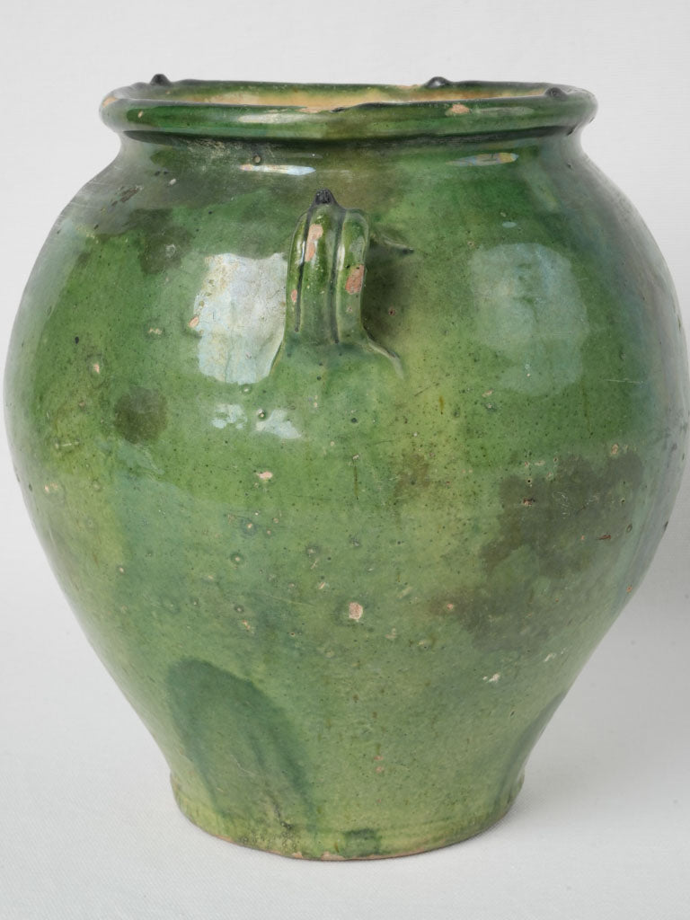 Rustic earthenware green finish pot