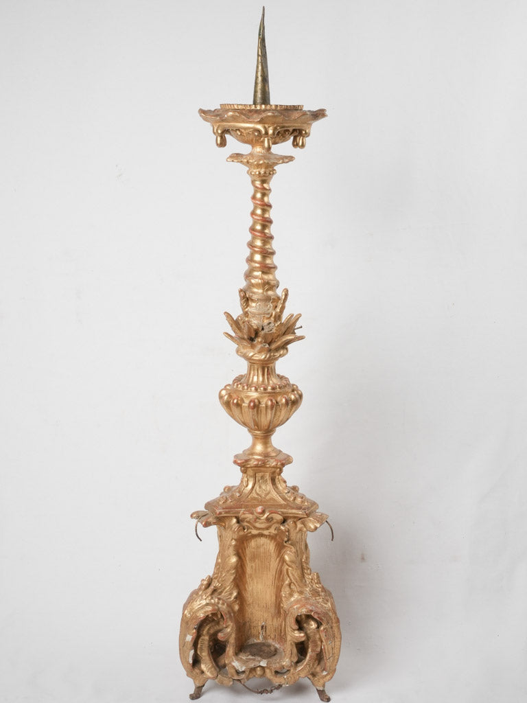 Vintage gilded acanthus decorated candlestick