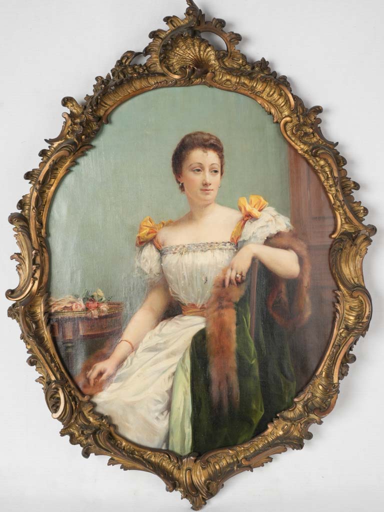 Antique oil portrait of Madame Louis Borne