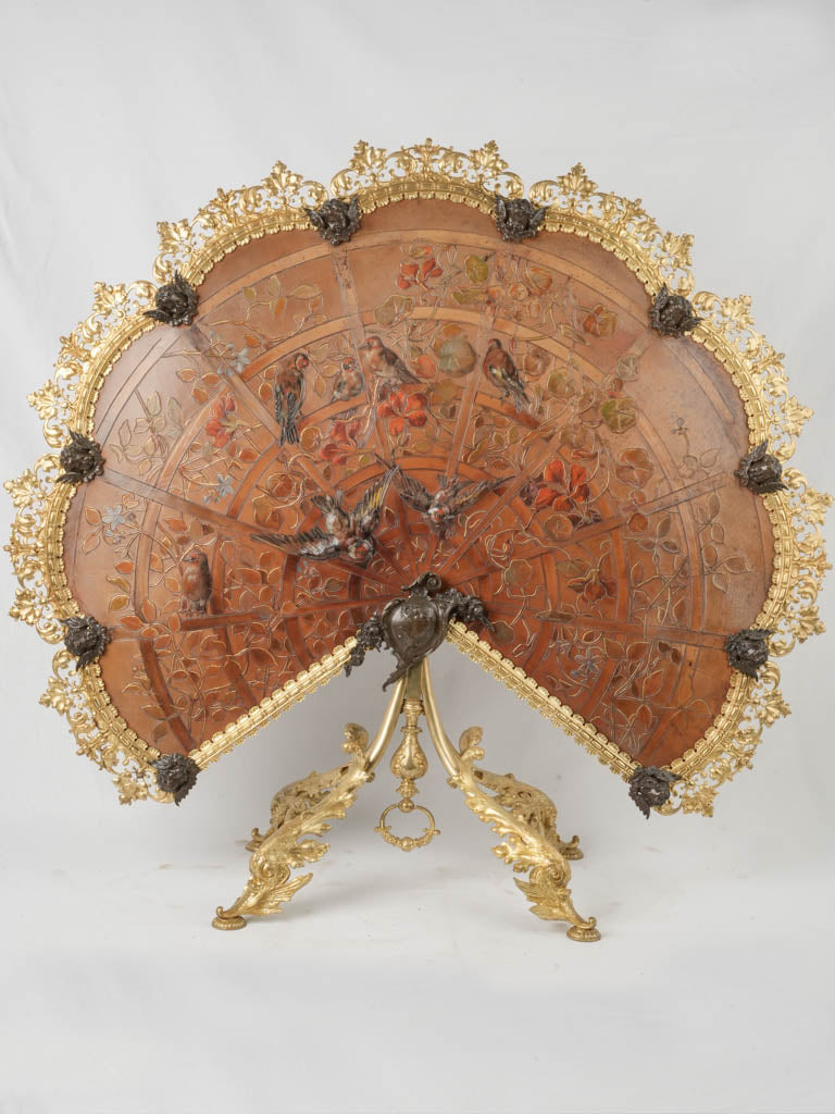 Exceptional antique gilt bronze fire screen  