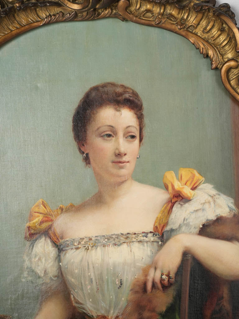 Floral nineteenth-century lady's portrait painting