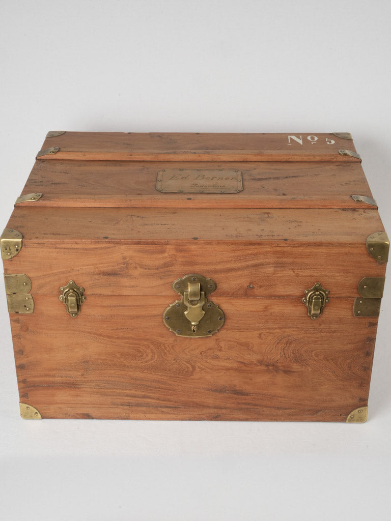 Distinctive brass-adorned Indochine trunk