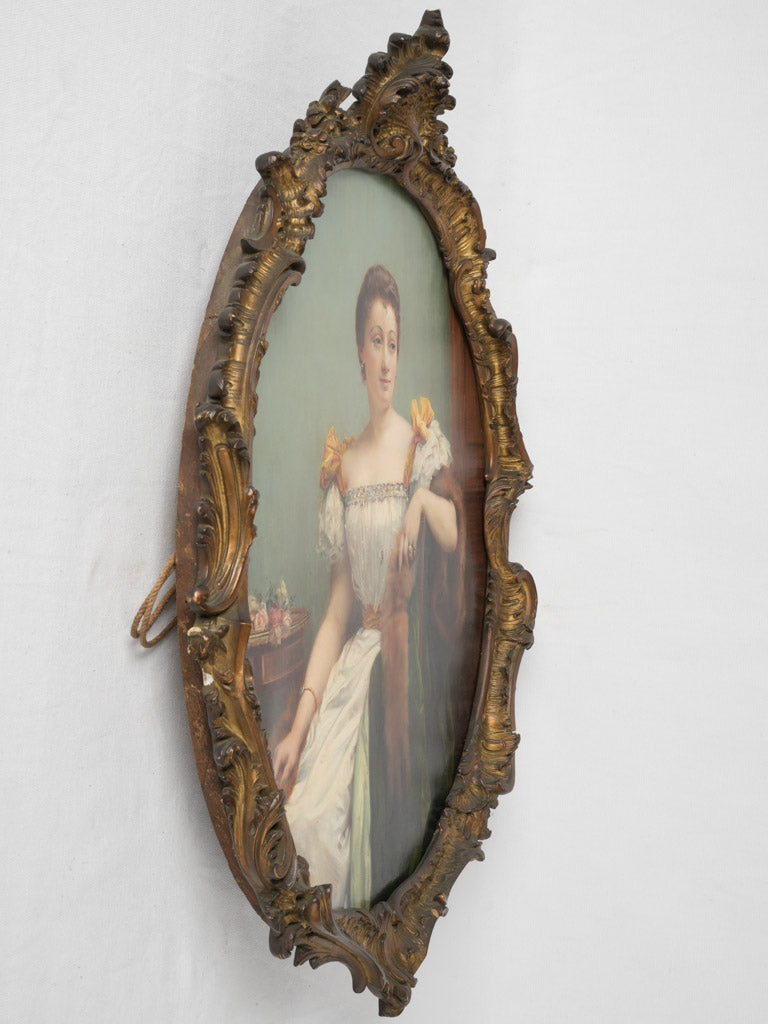 Beautiful 19th-century lady portrait painting