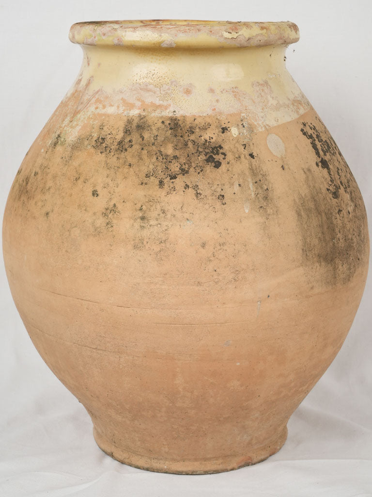 Vintage terracotta yellow glaze olive jar