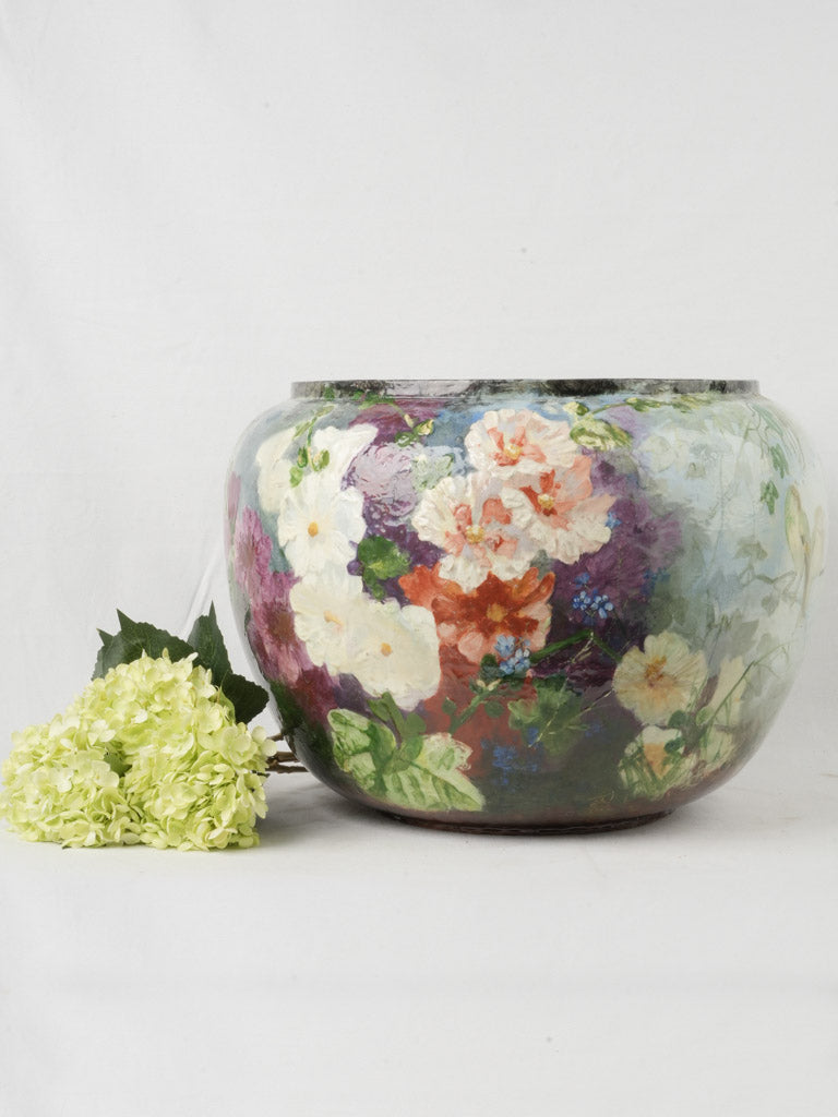 Large hand-painted artistic planter  