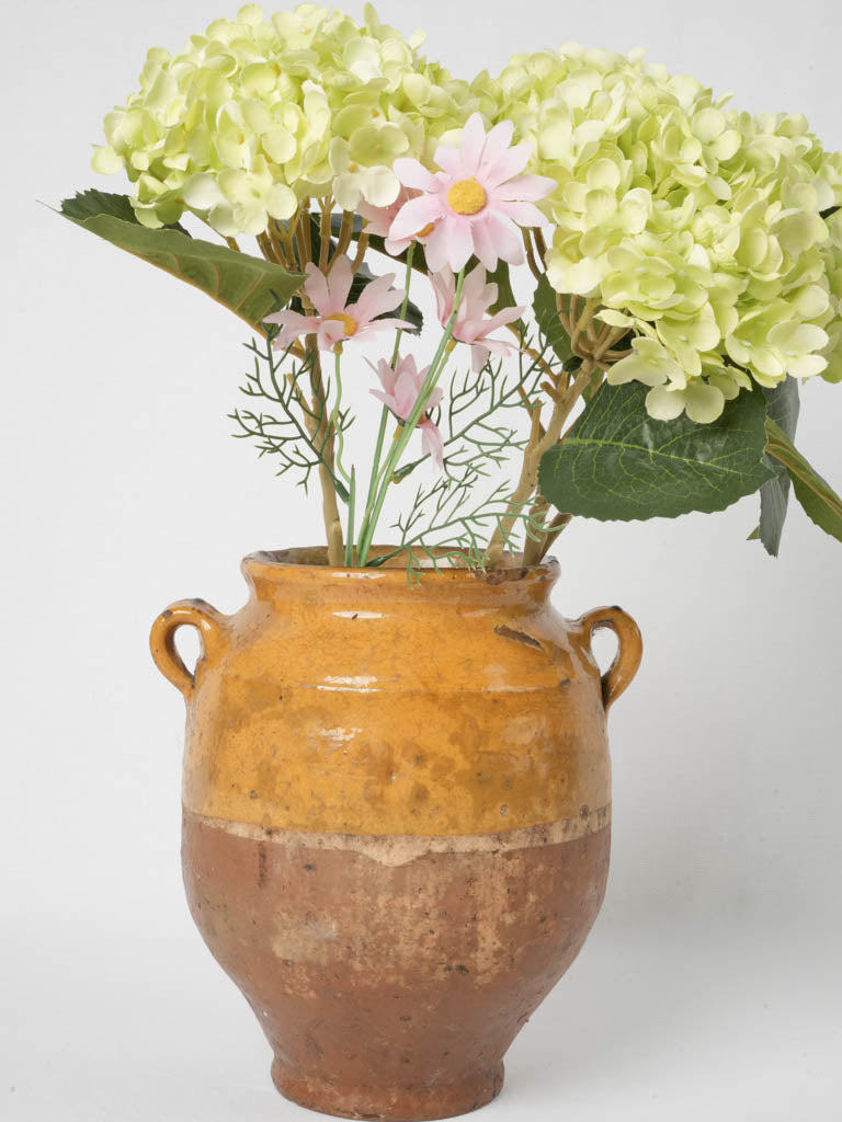 Vintage yellow-ochre glazed earthenware