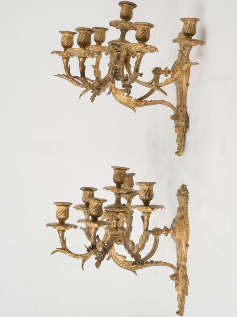 Antique French bronze wall lights