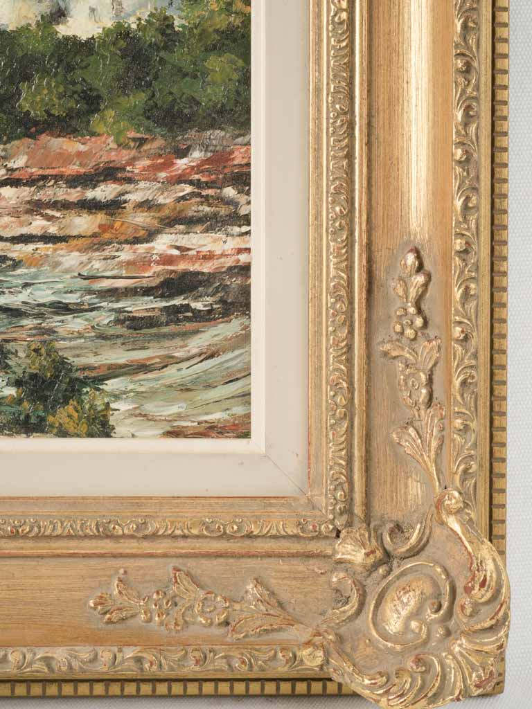 Aged beige-matted French painting