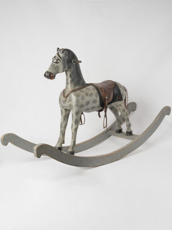 Rustic 1950s wooden rocking horse