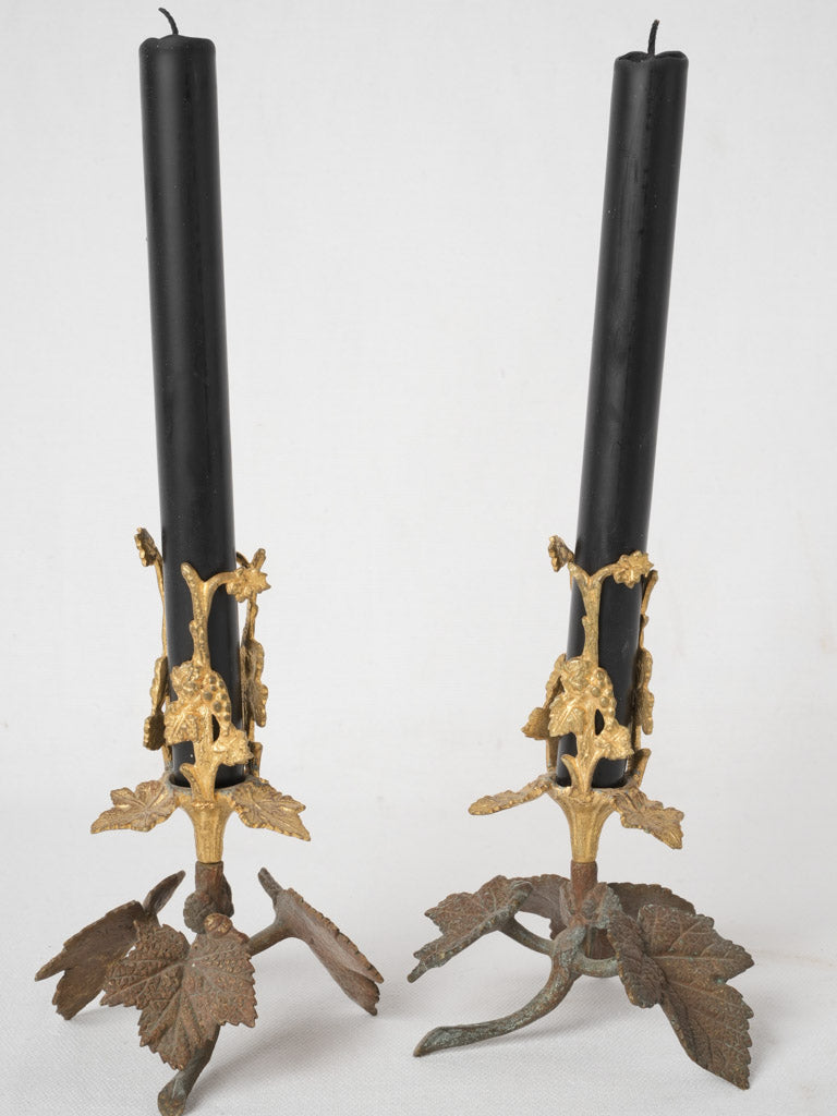 Vintage bronze candle holders with ormolu